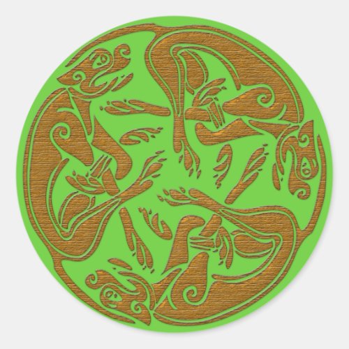 Celtic dogs traditional ornament wooden look