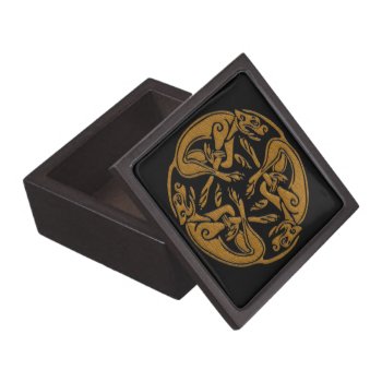 Celtic Dogs Traditional Ornament Wooden Look Gift Box by YANKAdesigns at Zazzle