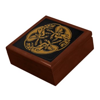 Celtic Dogs Traditional Ornament Wooden Look Jewelry Box by YANKAdesigns at Zazzle