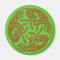 Celtic dogs traditional ornament wooden look