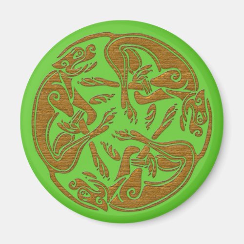 Celtic dogs traditional ornament wooden look