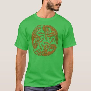 Celtic Dogs Traditional Ornament Wooden Look T-shirt by YANKAdesigns at Zazzle