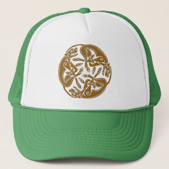 Celtic Dogs Traditional Ornament Wooden Look Trucker Hat by YANKAdesigns at Zazzle