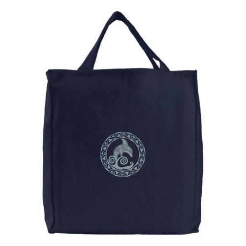 Celtic Dolphin Embroidered Tote Bag