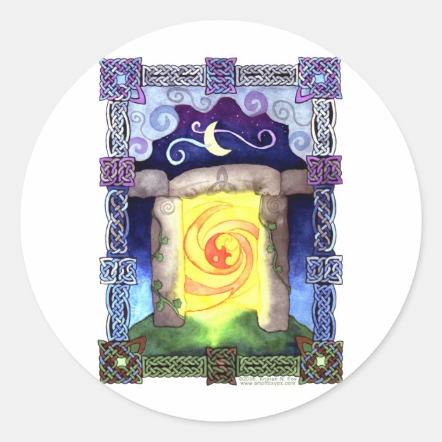 Celtic Doorway Classic Round Sticker (Front)