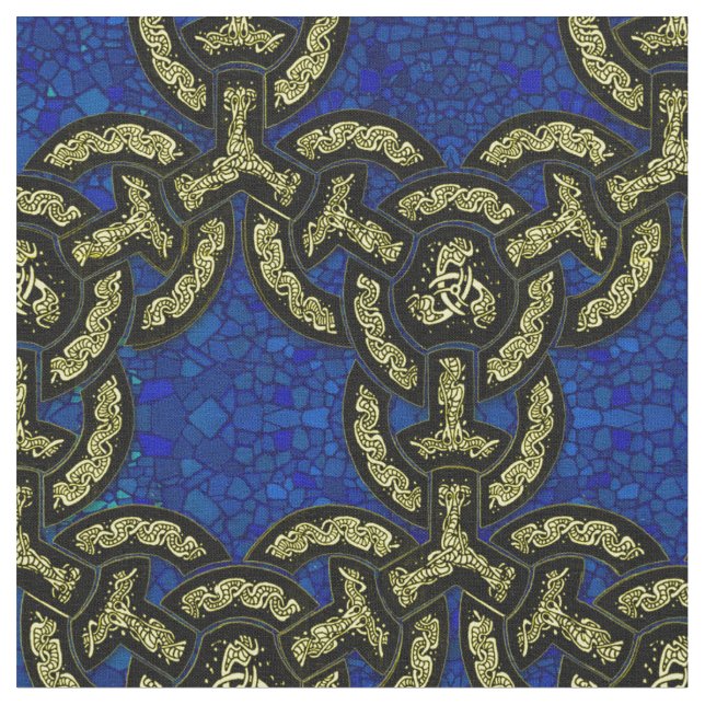 Celtic Dragon Chain in Dark Blue Fabric (Close Up)