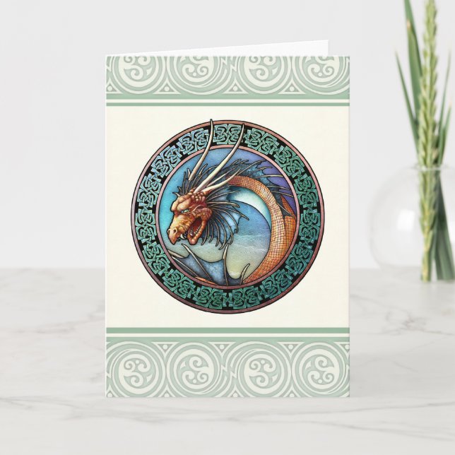 Celtic Dragon Design Greeting Card (Front)