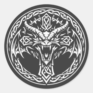 Celtic Dragon Emblem by BurnsInHell Classic Round Sticker