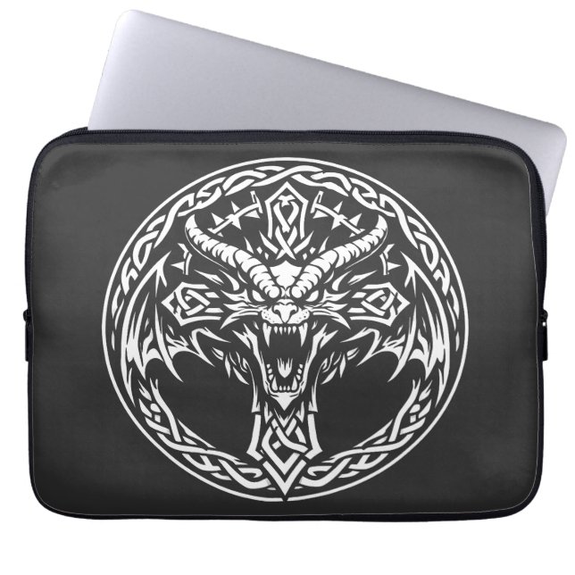 Celtic Dragon Emblem by BurnsInHell Laptop Sleeve (Front)