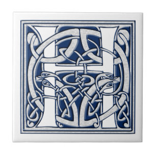 Celtic Dragon Initial H Ceramic Tile