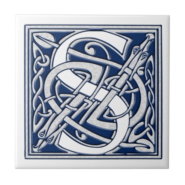 Celtic Dragon Initial S Tile (Front)