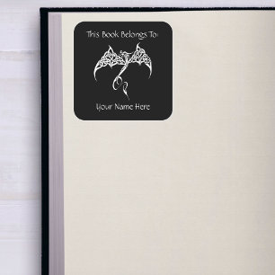 Celtic Dragon Knotwork Black White Bookplate