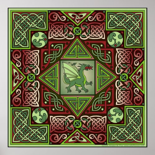 Celtic Dragon Labyrinth Fine Art Poster