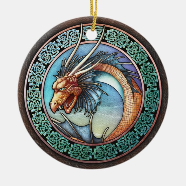 Celtic Dragon Pendant/Ornament Ceramic Ornament (Front)