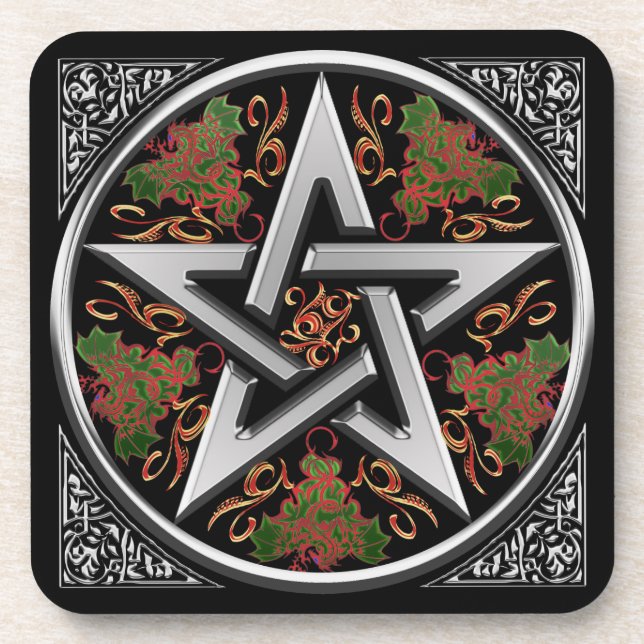 Celtic Dragon Pentagram Drink Coaster (Front)