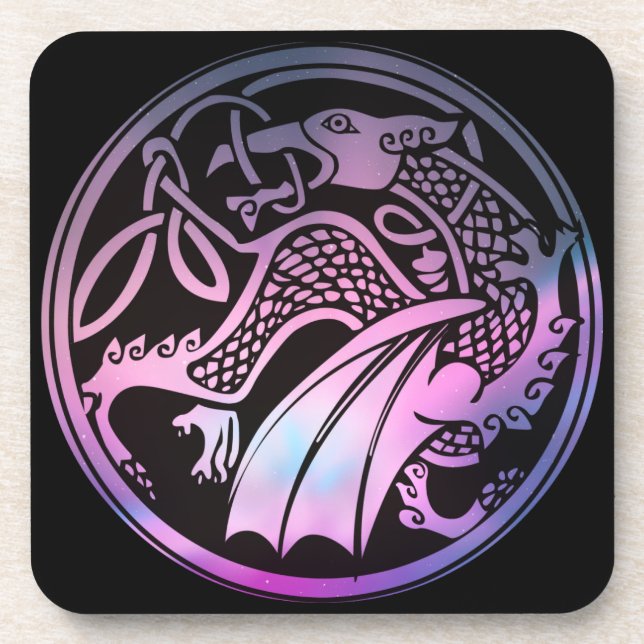 Celtic Dragon Round Beverage Coaster (Front)