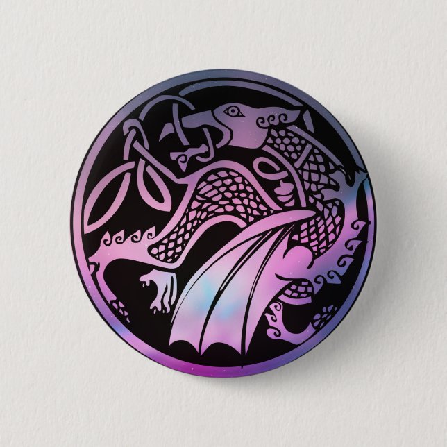 Celtic Dragon Round Button (Front)