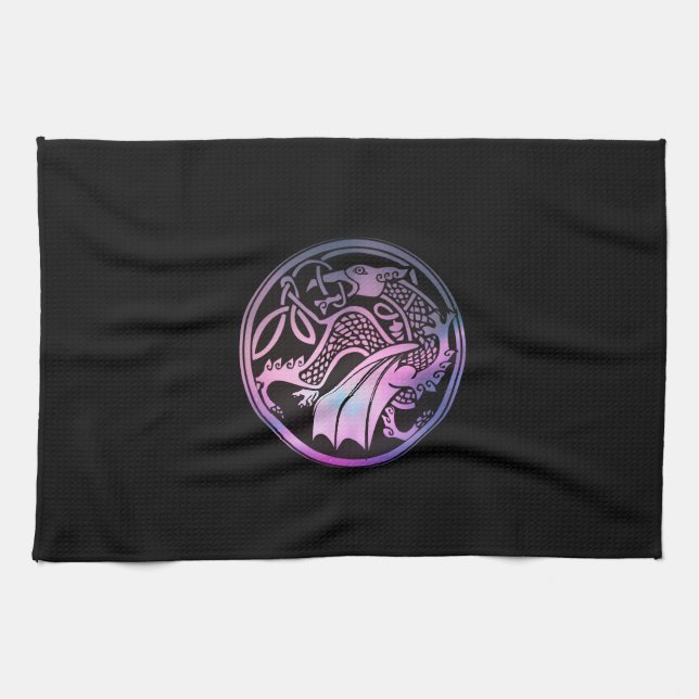 Celtic Dragon Round Towel (Horizontal)
