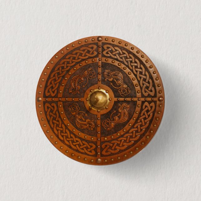 Celtic Dragon Targe Pinback Button (Front)
