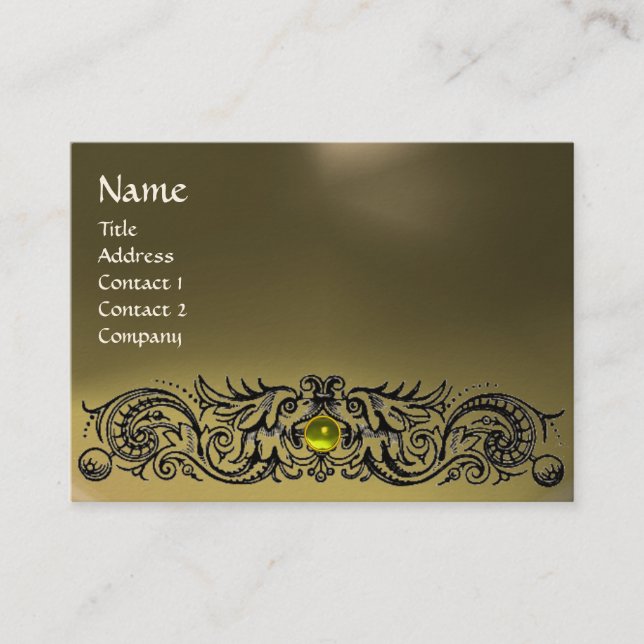 CELTIC DRAGONS MONOGRAM AGATE grey yellow topaz Business Card (Front)