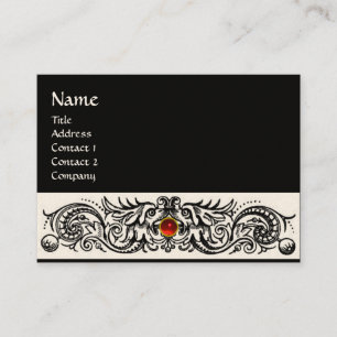 CELTIC DRAGONS MONOGRAM black and white, red ruby Business Card