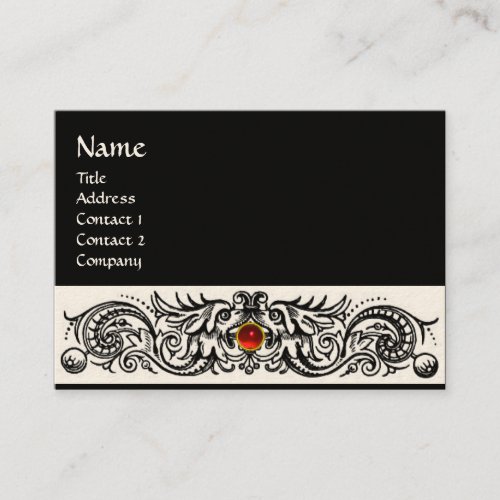 CELTIC DRAGONS MONOGRAM black and white red ruby Business Card