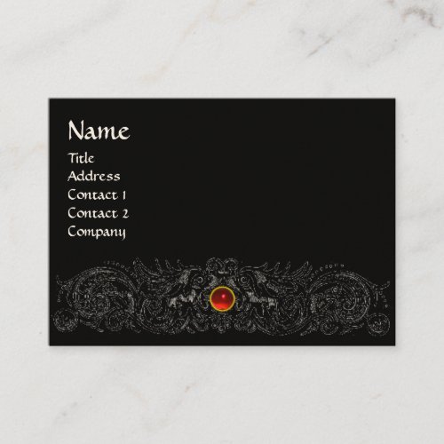 CELTIC DRAGONS MONOGRAM black and white red ruby Business Card