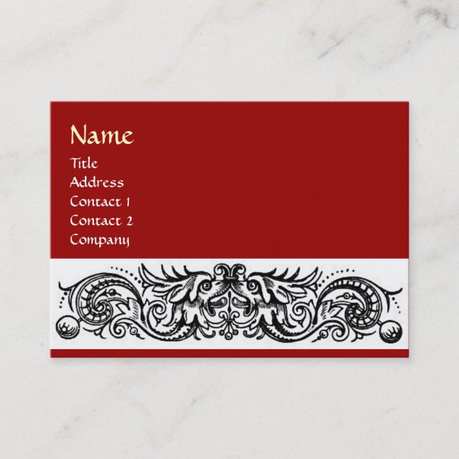 CELTIC DRAGONS MONOGRAM ,red Business Card (Front)
