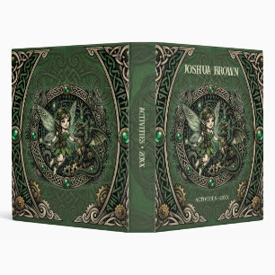 Celtic Emerald Fairy & Dragon – Enchanted Fantasy. 3 Ring Binder