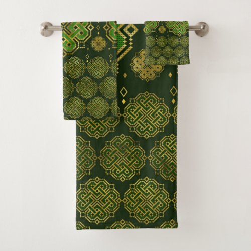 Celtic Endless Knot _ Shamrock Four_leaf clover Bath Towel Set