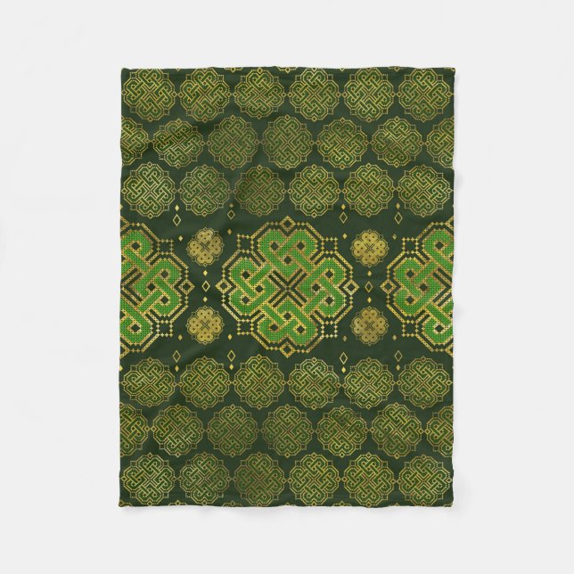 Celtic Endless Knot - Shamrock Four-leaf clover Fleece Blanket (Front)