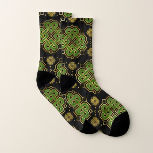 Celtic Endless Knot _ Shamrock Four_leaf Clover Socks