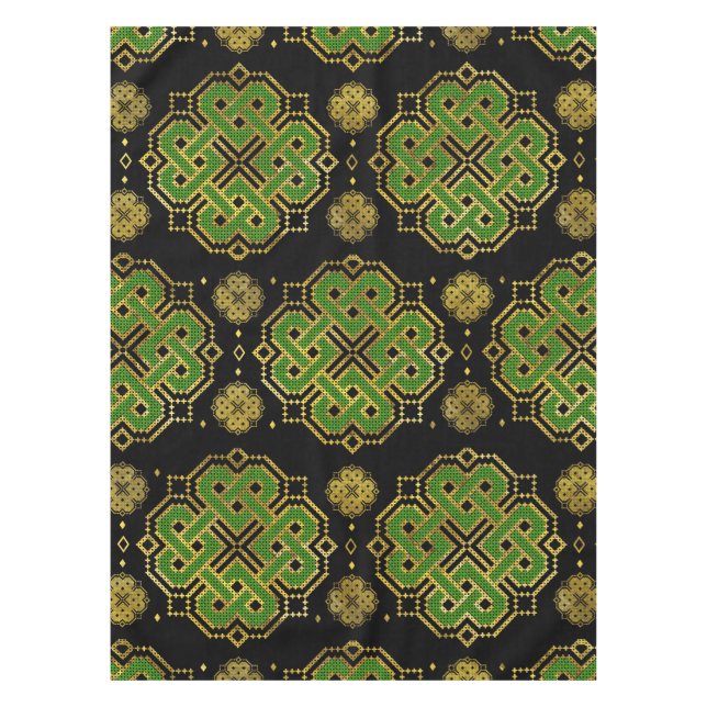 Celtic Endless Knot - Shamrock Four-leaf Clover Tablecloth (Front)