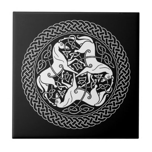 Celtic Epona Knot Ring with Horses Ceramic Tile