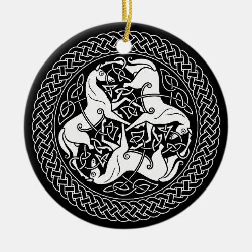 Celtic Epona Knot with Horses Ceramic Ornament