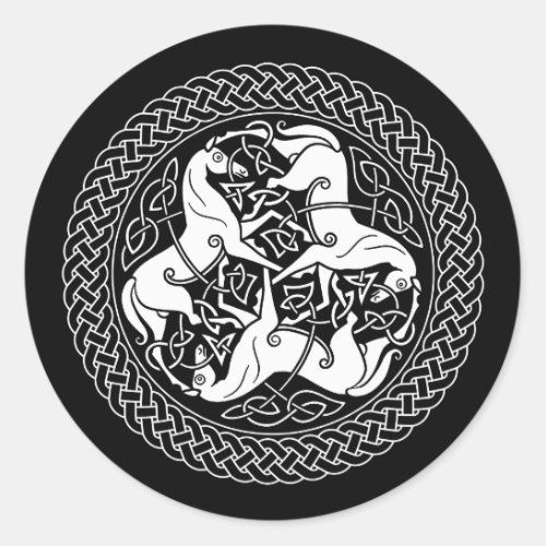 Celtic Epona Knot with Horses Classic Round Sticker