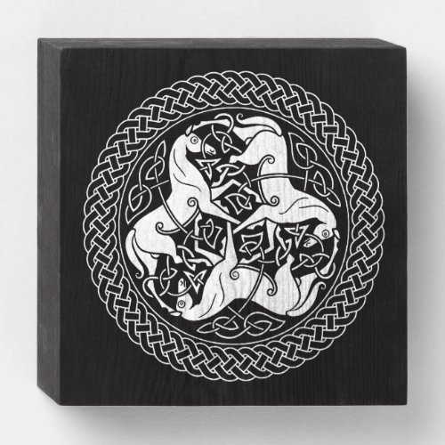 Celtic Epona Knot with Horses Wooden Box Sign