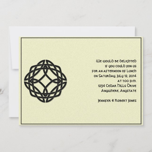 Celtic Eternity Knot in Black and Mythic Ivory Invitation (Front)
