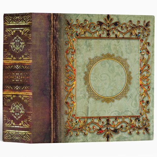 Celtic Faux Brown Leather and Jade Wallpaper 3 Ring Binder