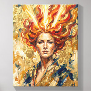 Celtic Fire Goddess Brigid Gold Leaf Fantasy Art Canvas Photo Tile