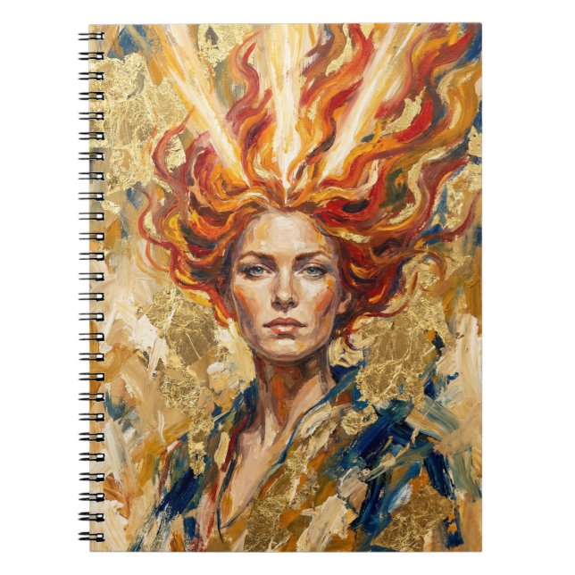 Celtic Fire Goddess Brigid Gold Leaf Fantasy Art Notebook (Front)
