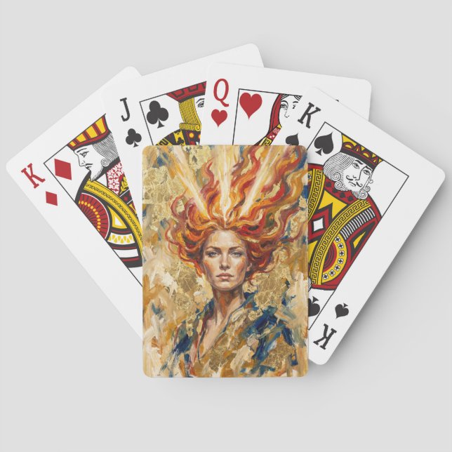 Celtic Fire Goddess Brigid Gold Leaf Fantasy Art Poker Cards (Back)