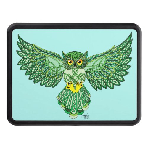 Celtic Flight Owl Green Hitch Cover