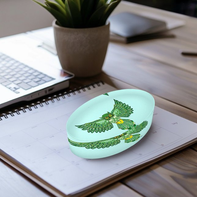 Celtic Flight Owl Green Paperweight (Creator Uploaded)