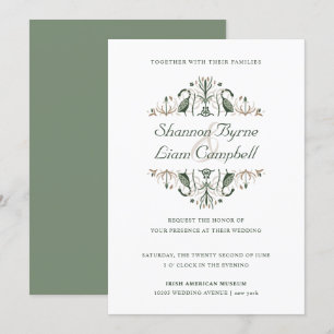 Celtic Folk Art Modern Floral Irish Wedding Invitation