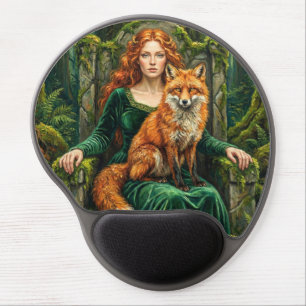 Celtic Forest Queen Red Fox Witch Fantasy Art ( Gel Mouse Pad
