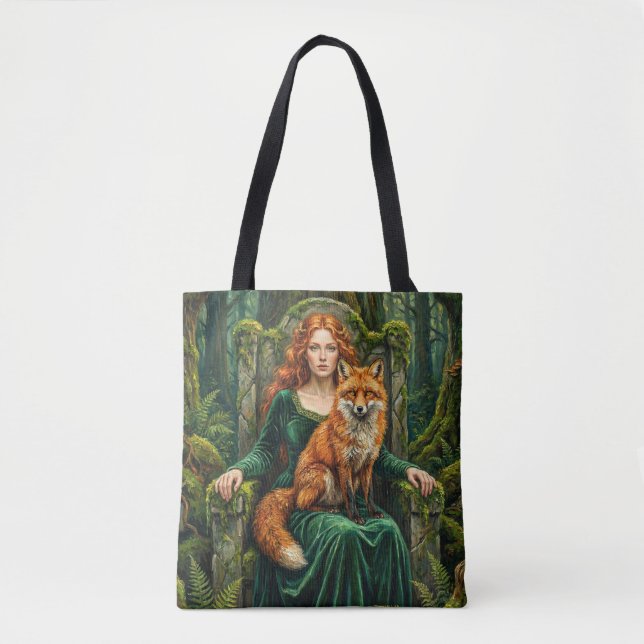 Celtic Forest Queen Red Fox Witch Fantasy Art ( Tote Bag (Front)