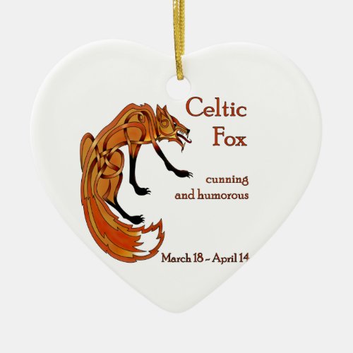 Celtic fox ceramic ornament