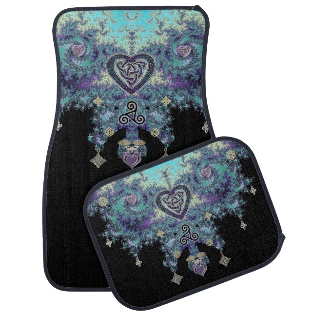 Celtic Fractal Tapestry Celtic Heart Knot Car Floor Mat (Set)