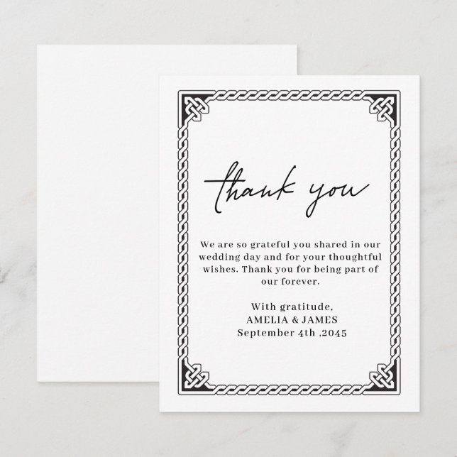 Celtic Frame Wedding Thank You Card (Front/Back)